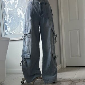 High Rise Wide Leg Cargo Jeans
